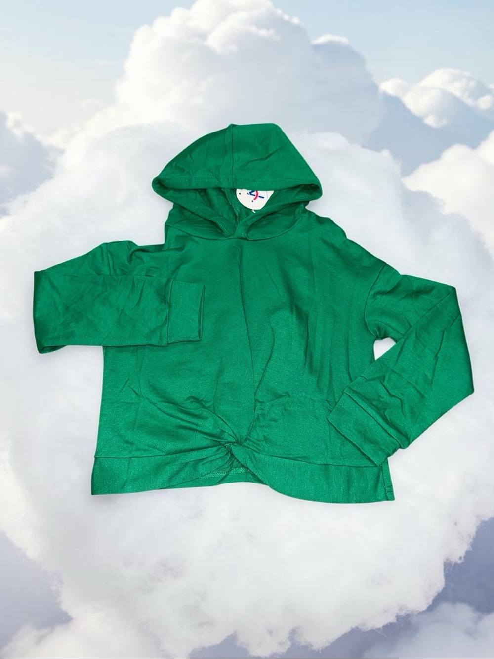 Kids Green Hooded Twist-Front Top Top (130) NEW